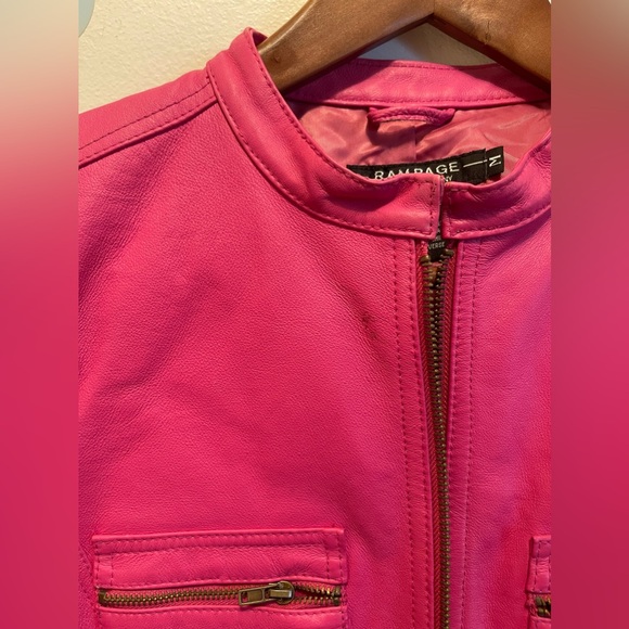 Women's Pink Leather Motorcycle Jacket. NWOT. Size M - Picture 7 of 7